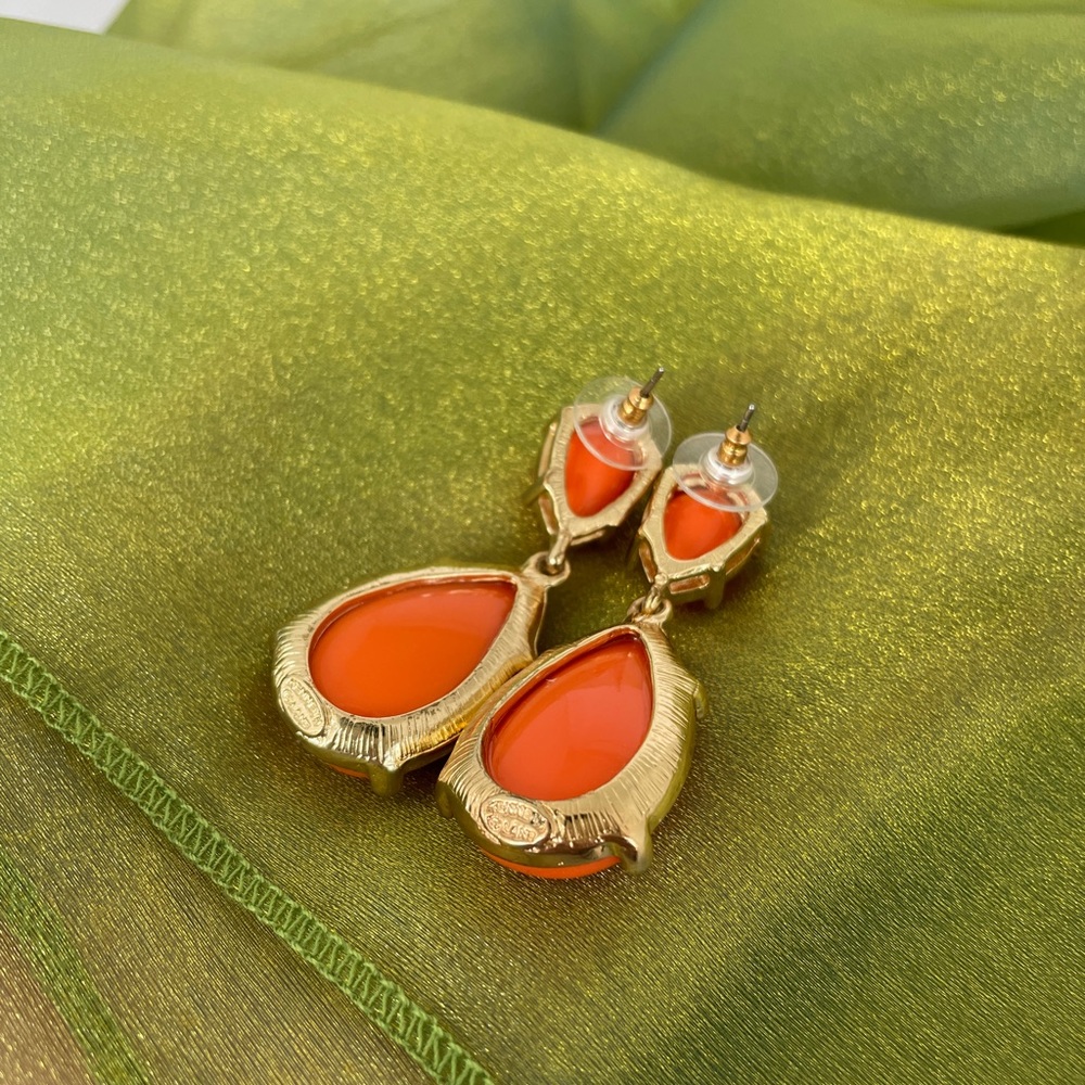 Cz By Kenneth Jay Lane Cabochon Coral Earrings - image 2